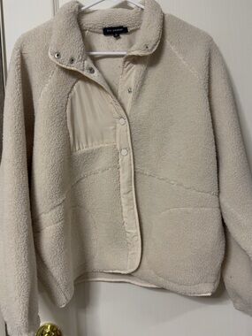 Blu Pepper Cream Teddy Sherpa Jacket with Snap Front